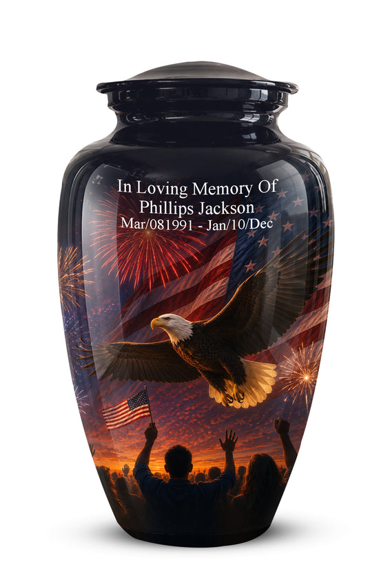 American Flag With Eagle Cremation Urn - Custom Patriotic Urns For Ashes