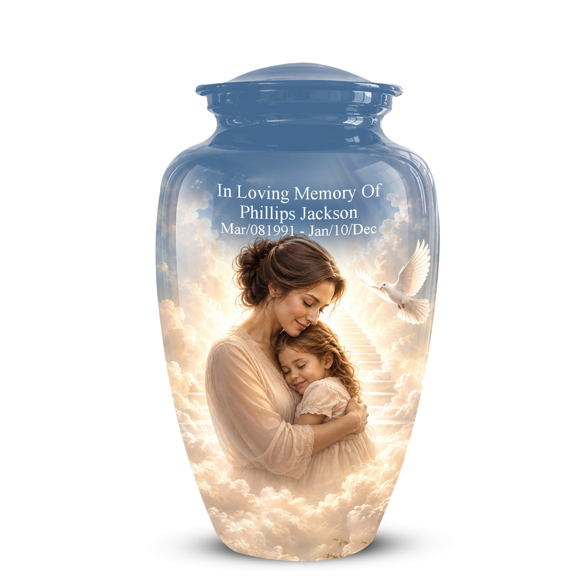 Heavenly Mom With Daughter Urn - Beautifully Customized Urns For Women