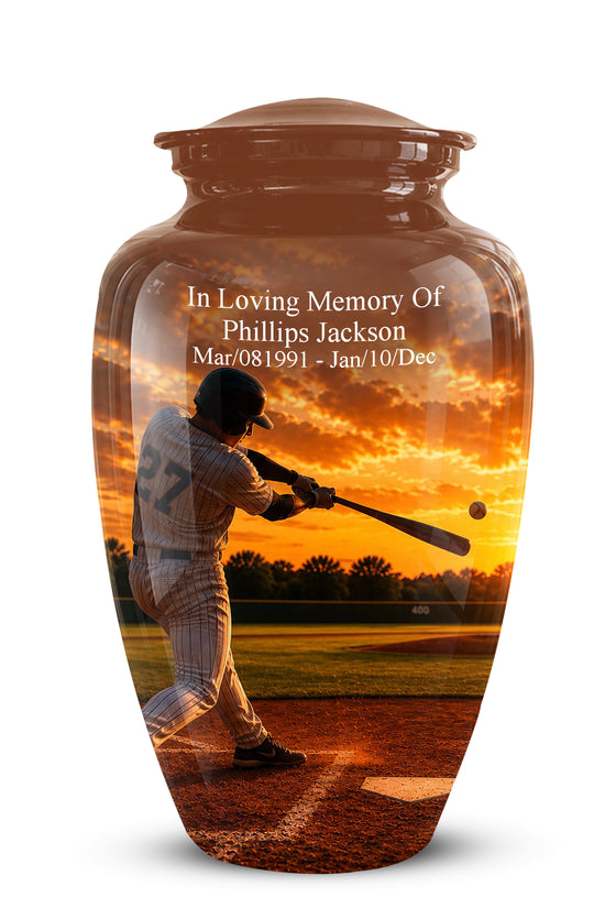 Personalized Baseball Hitters Cremation Urn - Handcrafted Memorial Urns For Ashes