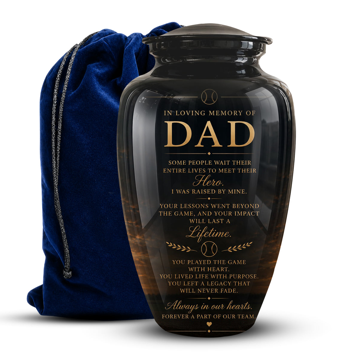 Personalized Black Urns For Dad - Quotes Aluminum Memorial Urns For Father