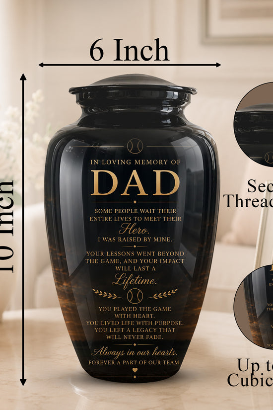 Personalized Black Urns For Dad - Quotes Aluminum Memorial Urns For Father