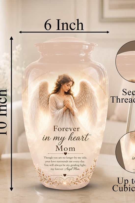 Majestic Angel Mom With Wings Urn - Personalized Quotes Cremation Urn For Ashes