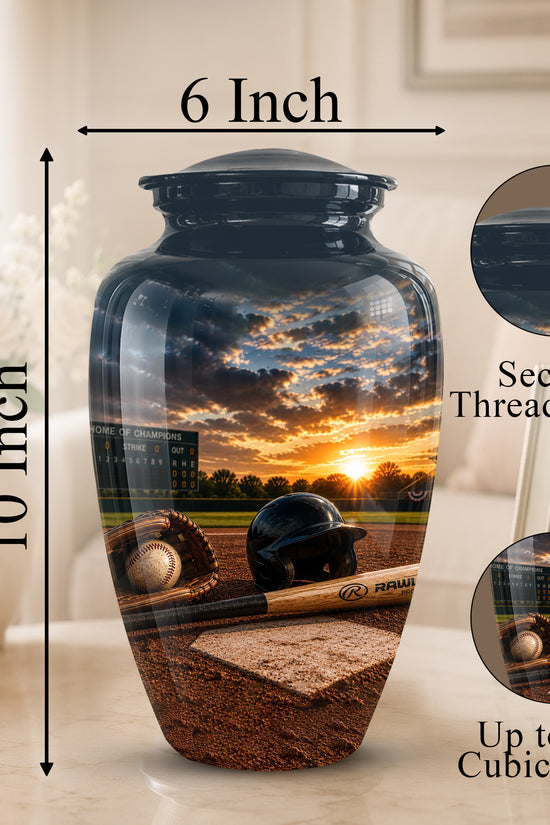Personalized Baseball Bat & Accessories Urn - Sunset Funeral Urns For Ashes