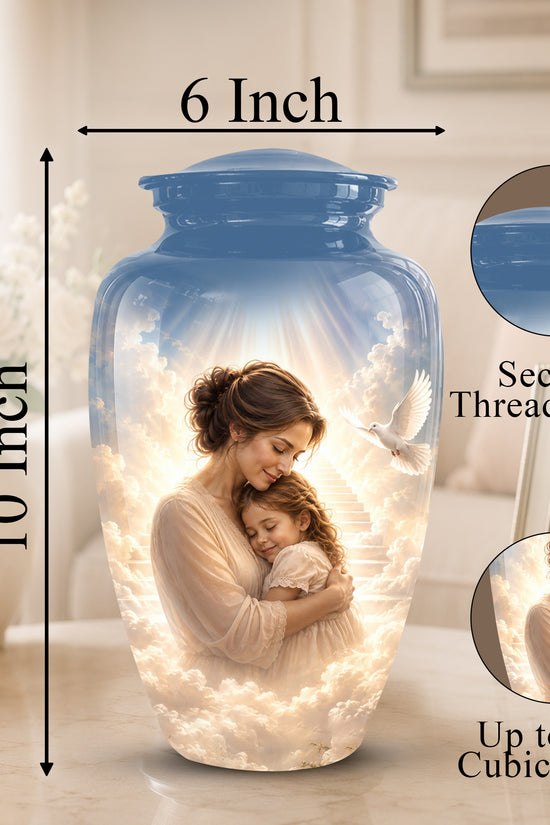 Heavenly Mom With Daughter Urn - Beautifully Customized Urns For Women