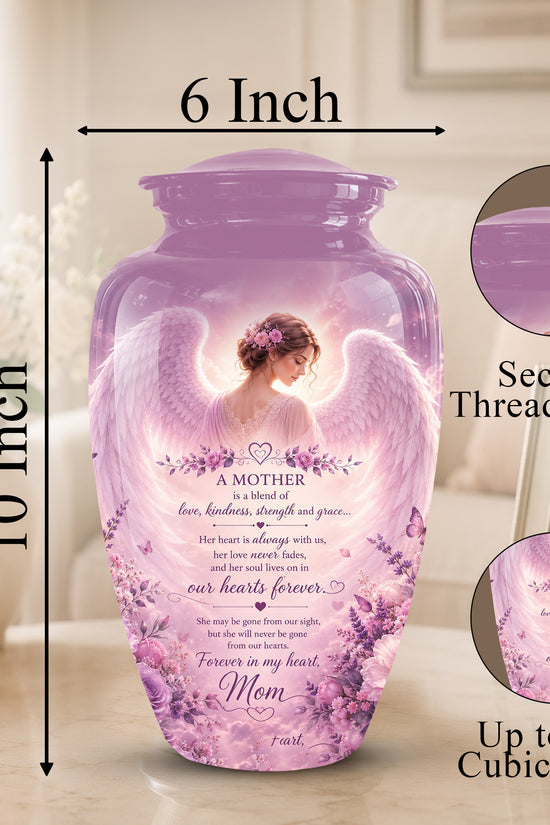 Pink Angel Mom Wings Cremation Urn - Custom Quotes Funeral Urns For Mom