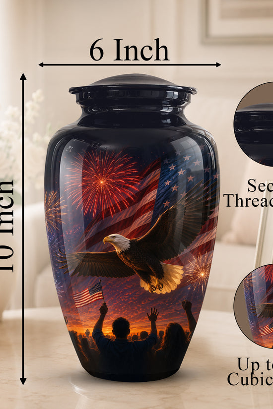 American Flag With Eagle Cremation Urn - Custom Patriotic Urns For Ashes