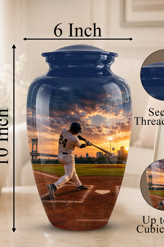 Personalized Baseball Hitter Cremation Urn - Handcrafted Urn For Athletes Ashes