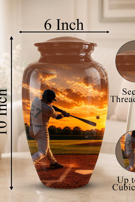 Personalized Baseball Hitters Cremation Urn - Handcrafted Memorial Urns For Ashes