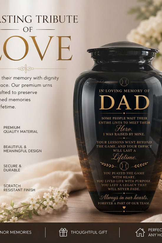 Personalized Black Urns For Dad - Quotes Aluminum Memorial Urns For Father