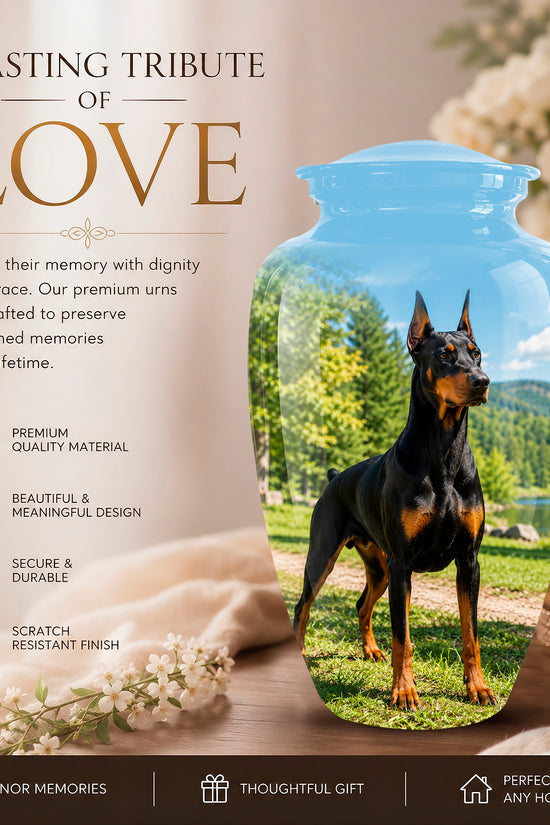 Custom Doberman Pinscher Memorial Urn – Elegant Aluminum Tribute For Ashes
