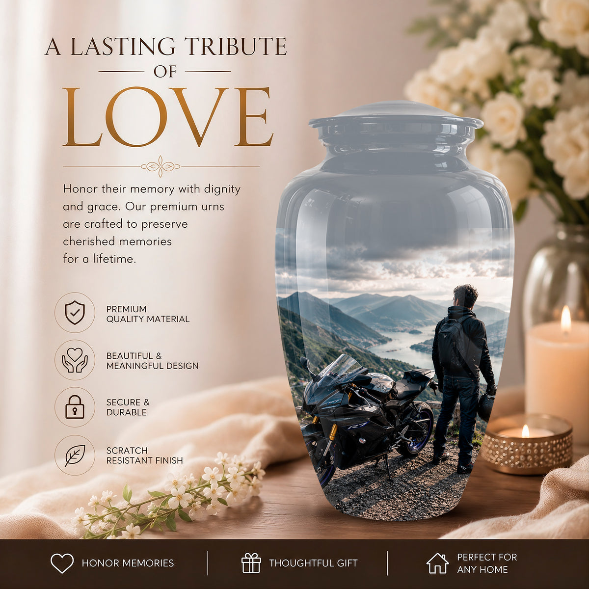 Mountain Rider Cremation Urn - Peaceful Tribute Urns For Motorbike Rider's Ashes