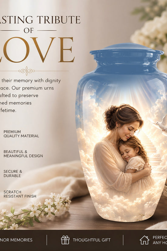 Heavenly Mom With Daughter Urn - Beautifully Customized Urns For Women