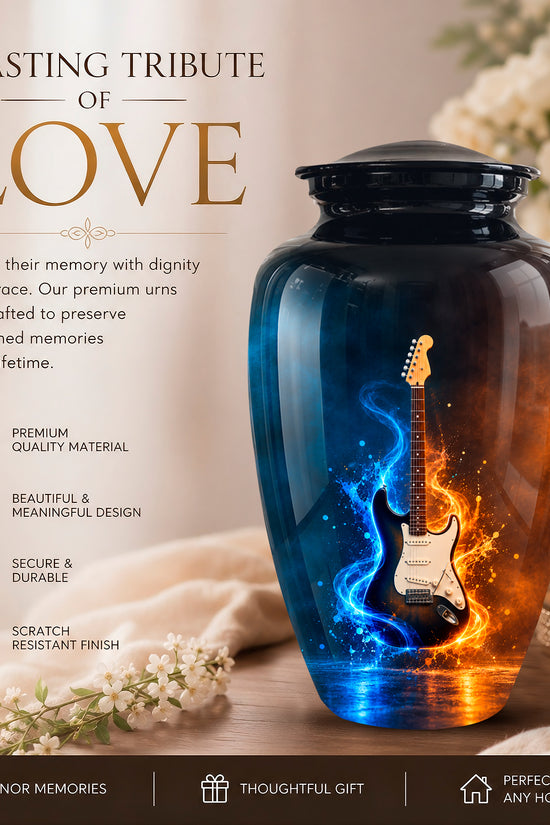 Surreal Guitar in a Glass Jar – Artistic Music-Inspired Artwork Urns For Ashes