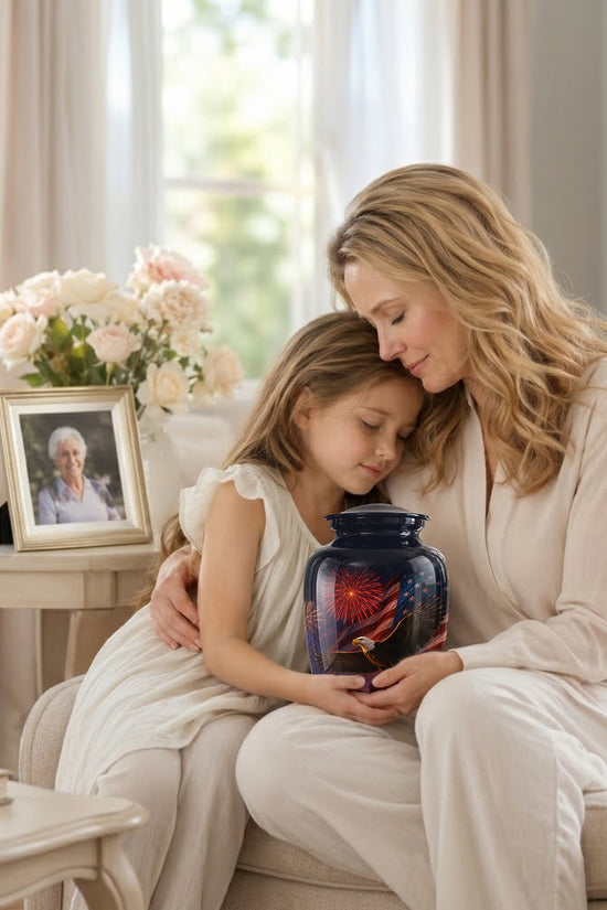 American Flag With Eagle Cremation Urn - Custom Patriotic Urns For Ashes