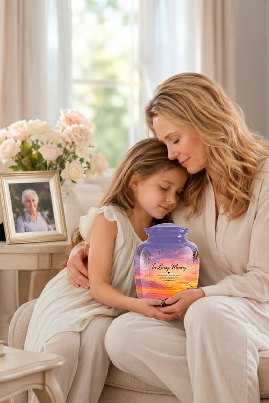 Guitar Sunset Memorial Urn - Custom Quotes & Ocean-Beach Urns For Ashes