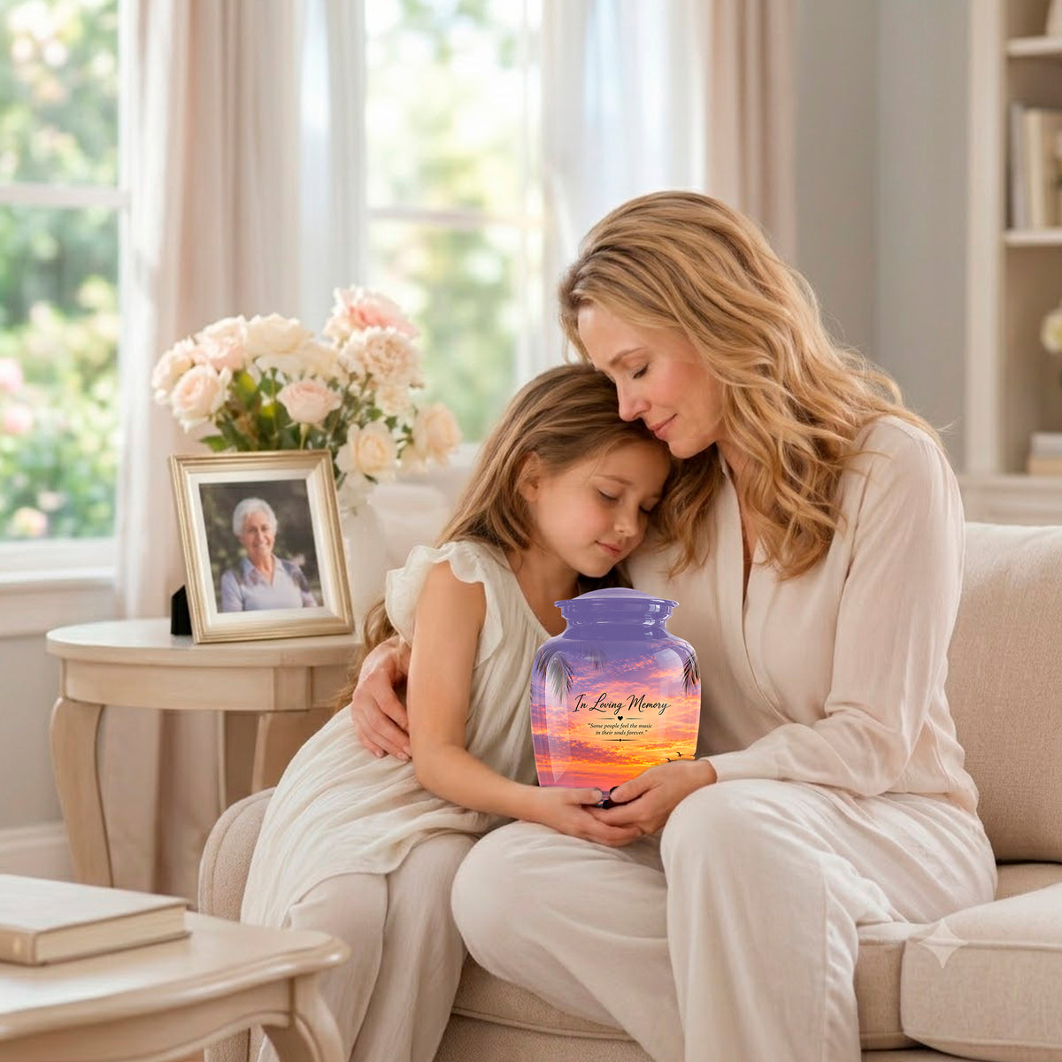 Guitar Sunset Memorial Urn - Custom Quotes & Ocean-Beach Urns For Ashes