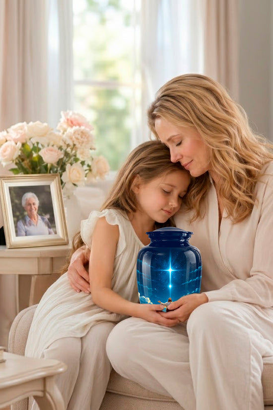 Personalized Jesus Night Light Urn - Spiritual Aluminum Memorial Keepsake