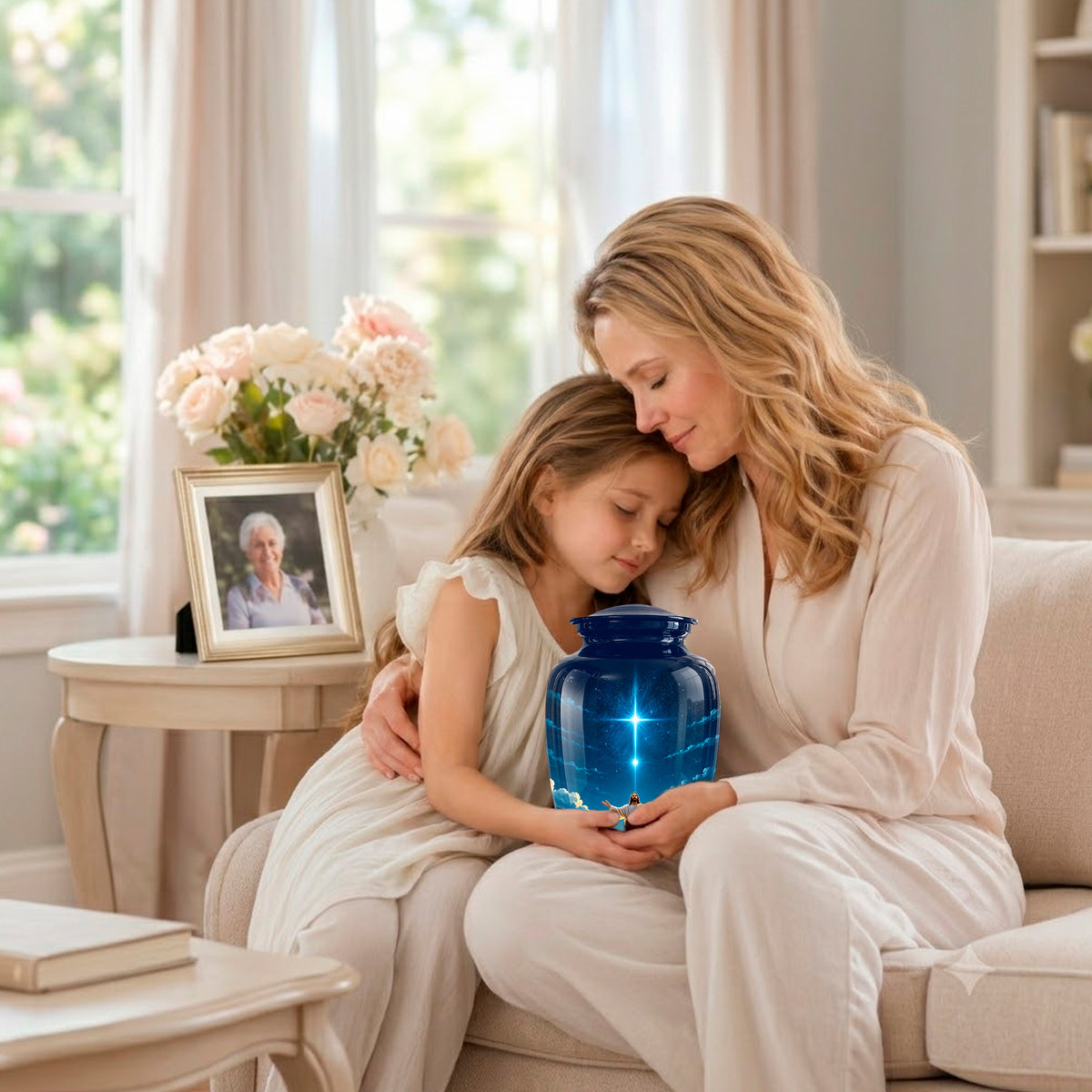 Personalized Jesus Night Light Urn - Spiritual Aluminum Memorial Keepsake