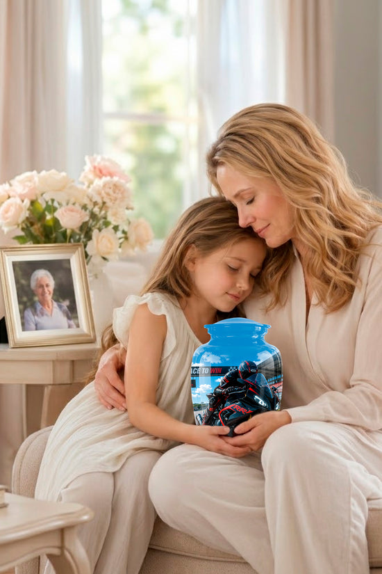 Personalized Motorcycle Rider Cremation Urn – Racing Bike Memorial Tribute