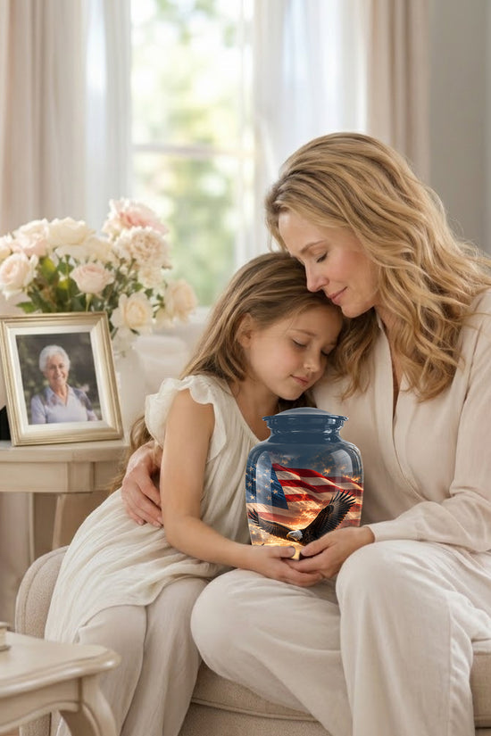 Personalized Flying Eagle Memorial Urn - Patriotic Aluminum Urns For Veterans