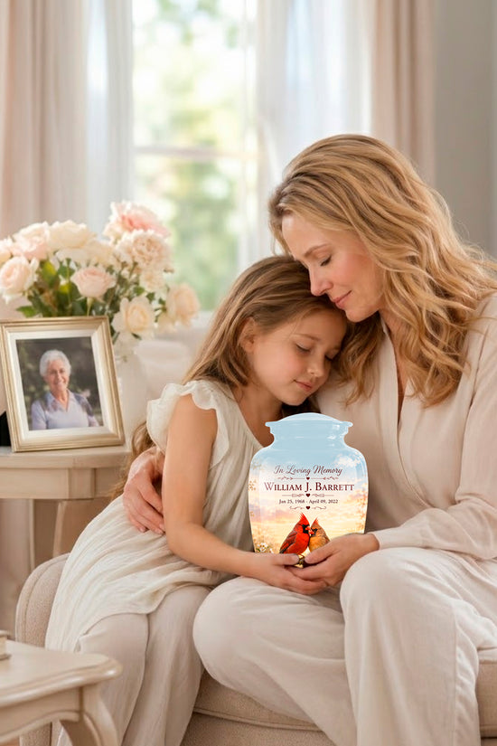 Cardinal Bird Pair Themed Cremation Urn - Bird Memorial Urn For Lovers