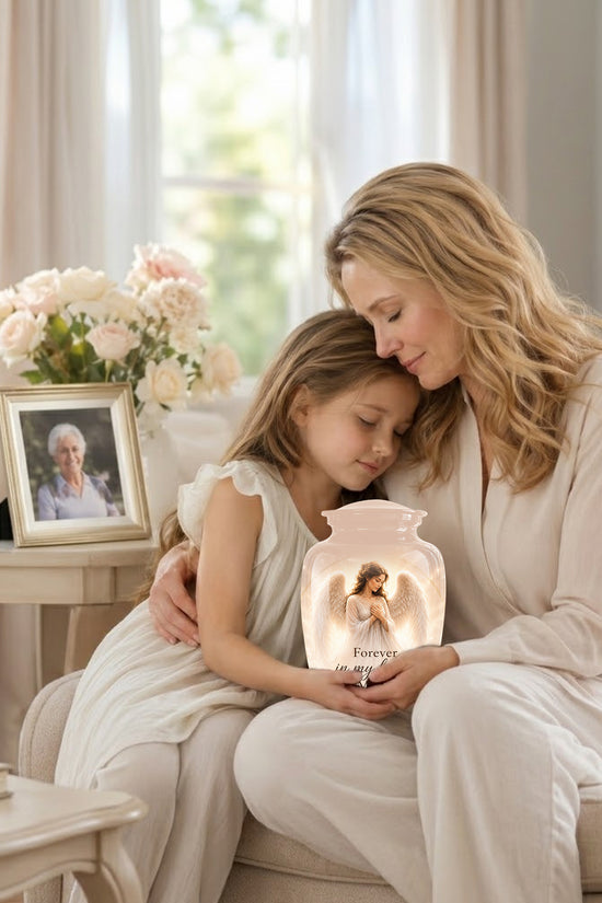 Majestic Angel Mom With Wings Urn - Personalized Quotes Cremation Urn For Ashes