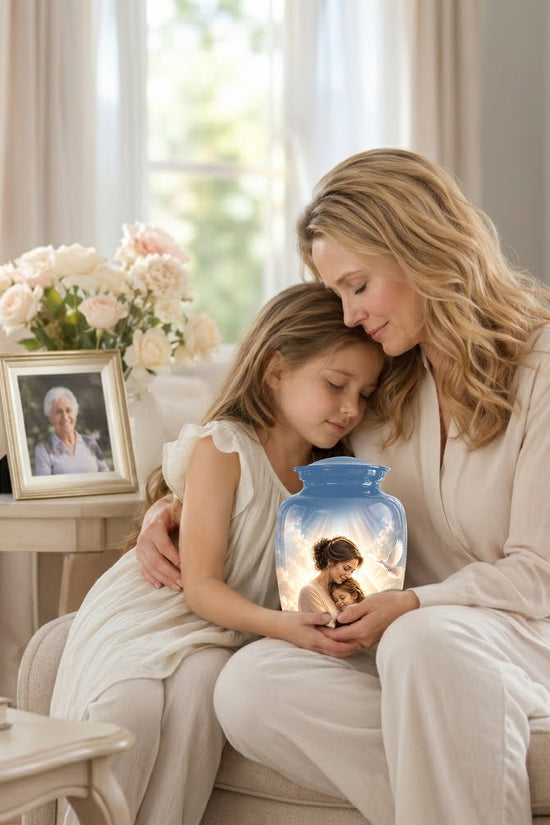 Heavenly Mom With Daughter Urn - Beautifully Customized Urns For Women