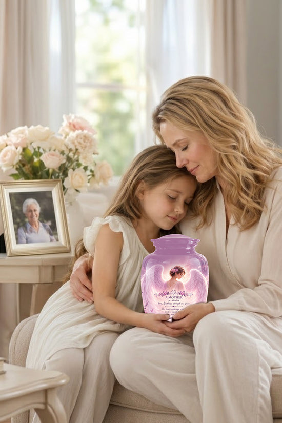 Pink Angel Mom Wings Cremation Urn - Custom Quotes Funeral Urns For Mom
