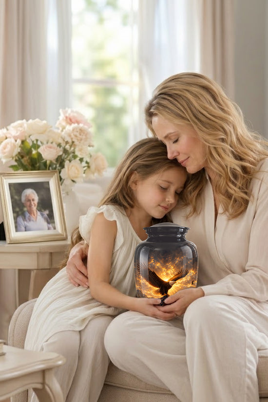 Honor & Freedom Eagle Cremation Urn - Aluminum Tribute Memorial Urns For Ashes