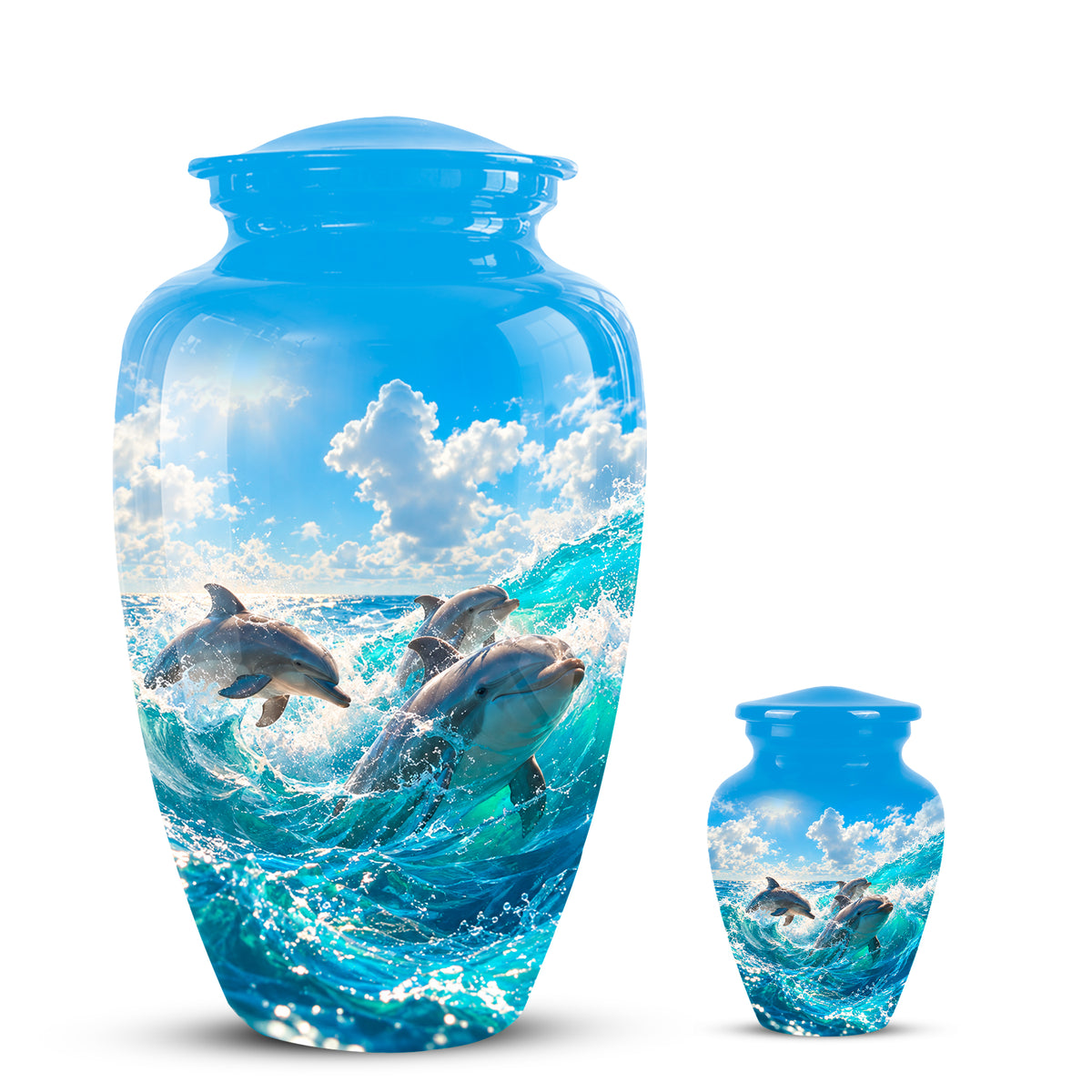 Dolphin Cremation Urns For Ashes - Leaping Dolphin Ocean Urns For Ashes