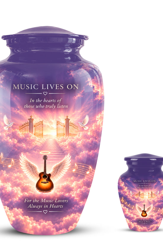 Heaven Gate Angel Wings Guitar Urn - Memorial Urn For Ashes For Music Lovers