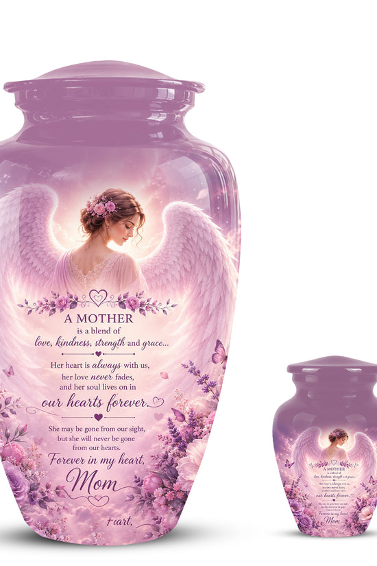 Pink Angel Mom Wings Cremation Urn - Custom Quotes Funeral Urns For Mom