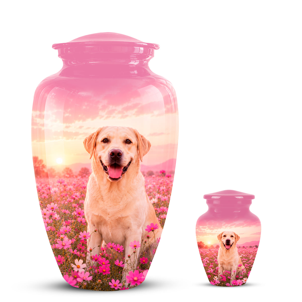 Personalized Golden Retriever Memorial Urn – Custom Pink Photo Keepsake