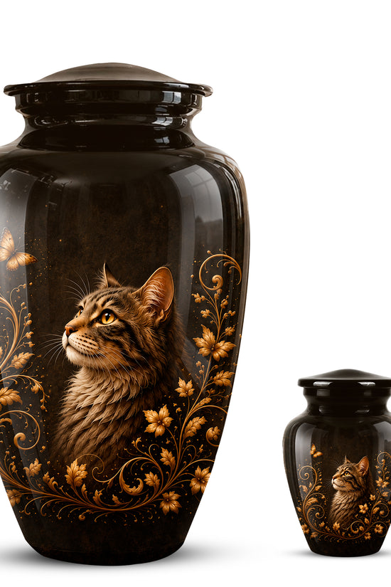 Custom Floral Cat Urn – Elegant Memorial Urn for a Cherished Pet Ashes