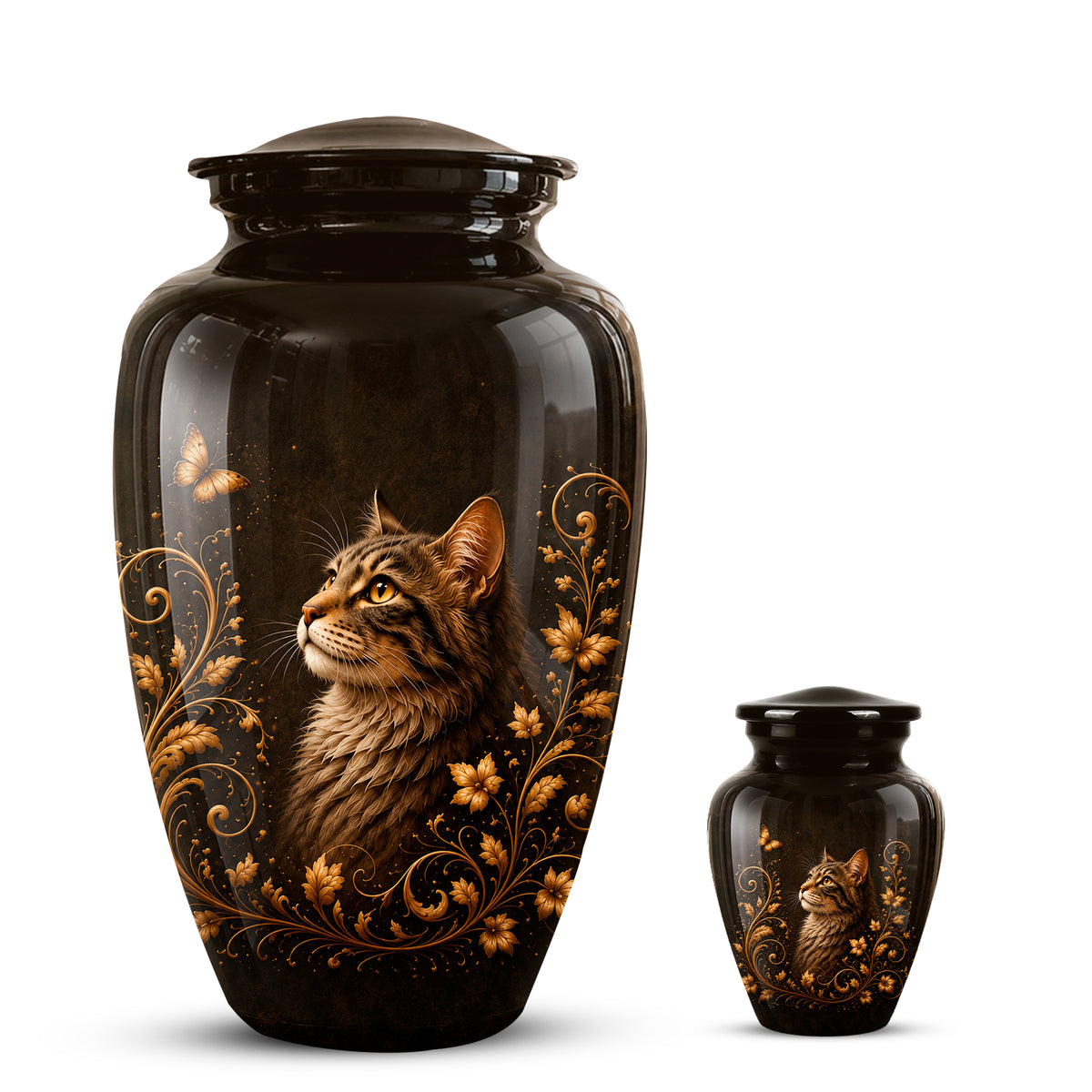 Custom Floral Cat Urn – Elegant Memorial Urn for a Cherished Pet Ashes