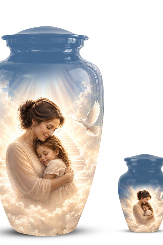 Heavenly Mom With Daughter Urn - Beautifully Customized Urns For Women