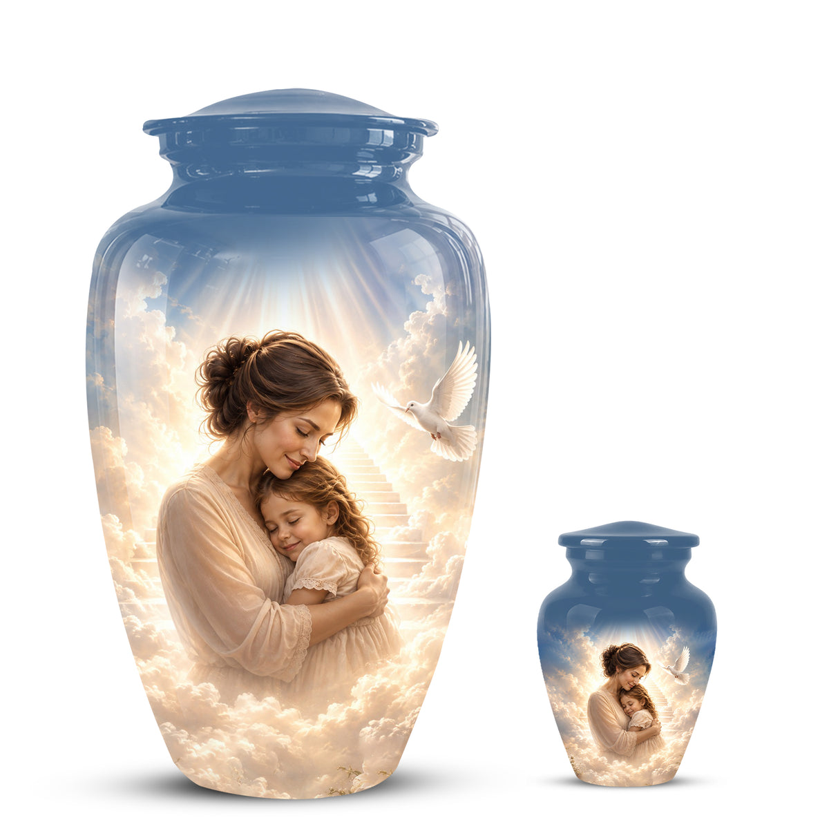 Heavenly Mom With Daughter Urn - Beautifully Customized Urns For Women