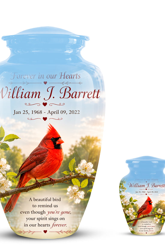 Red Cardinal Bird Urn For Mother - Cremation Urn For Adult Women Ashes