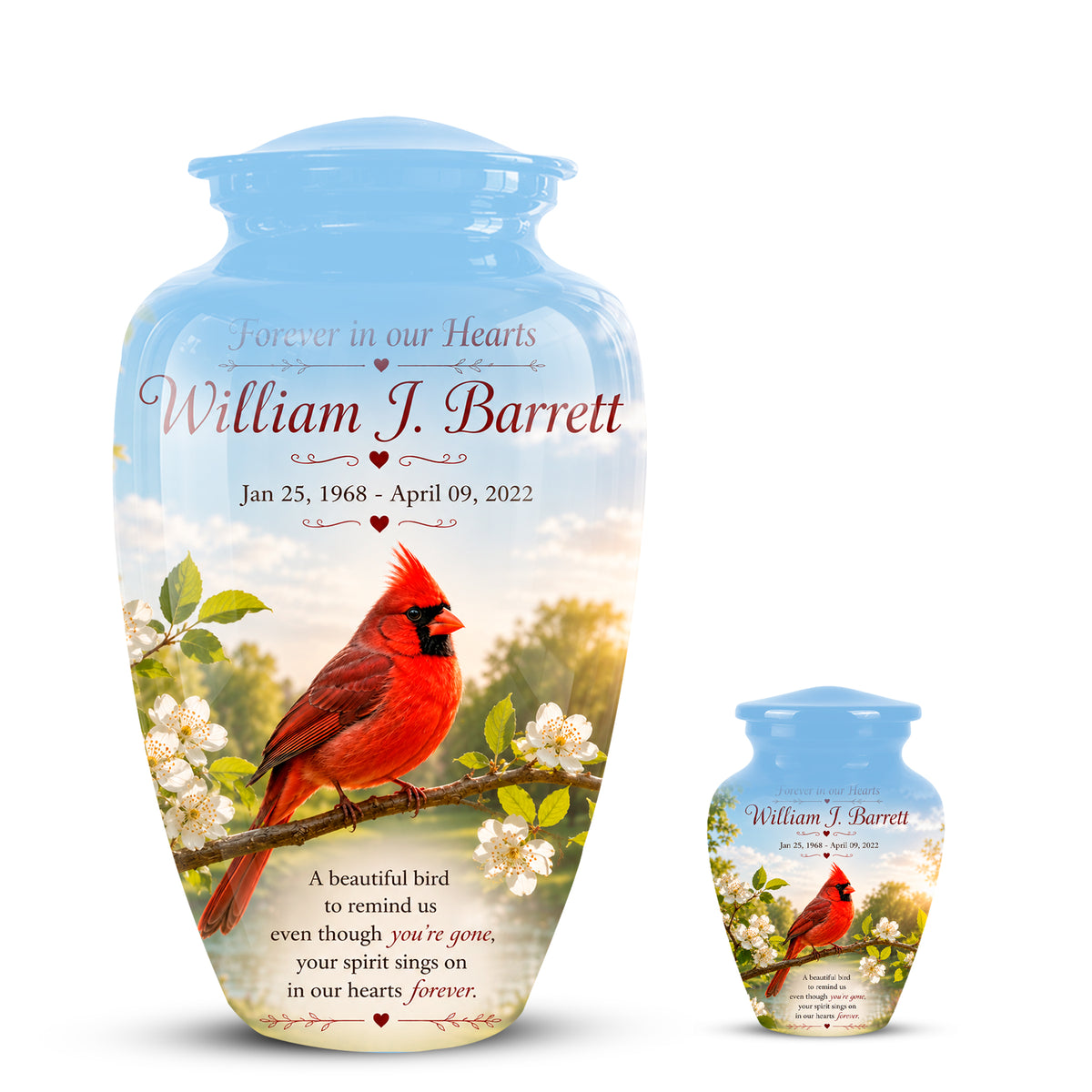 Red Cardinal Bird Urn For Mother - Cremation Urn For Adult Women Ashes