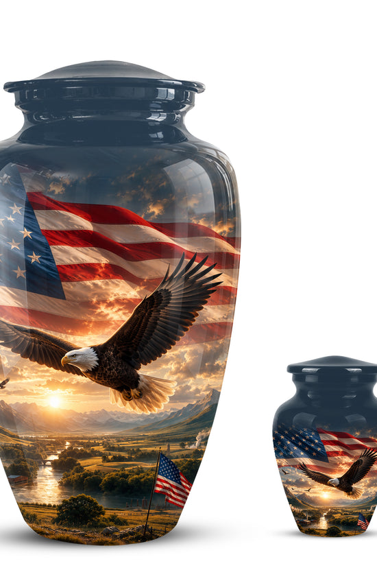 Personalized Flying Eagle Memorial Urn - Patriotic Aluminum Urns For Veterans
