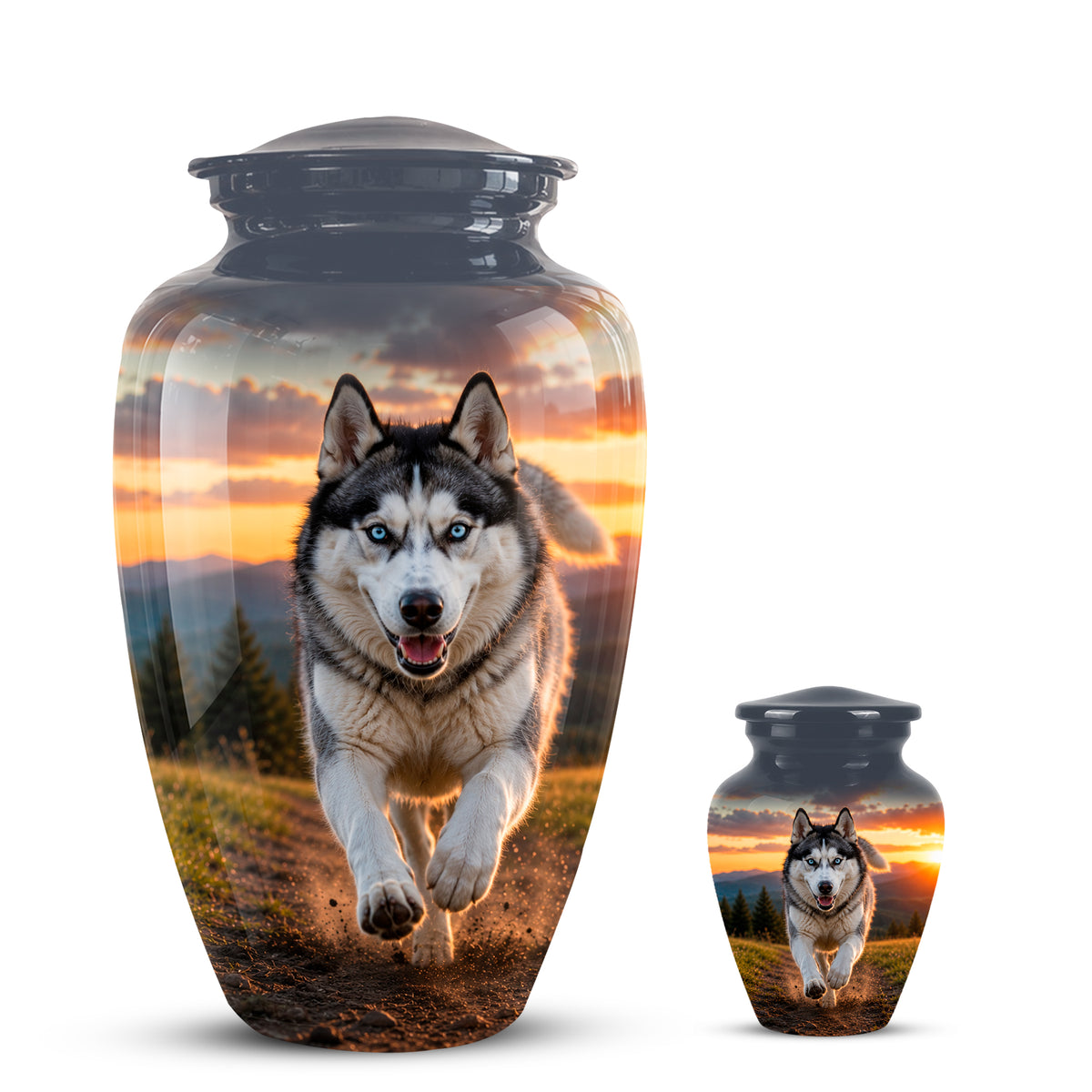 Siberian Husky Dog Memorial Urn – Custom Aluminum Pet Cremation Urn