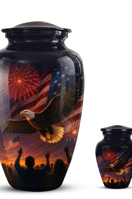 American Flag With Eagle Cremation Urn - Custom Patriotic Urns For Ashes