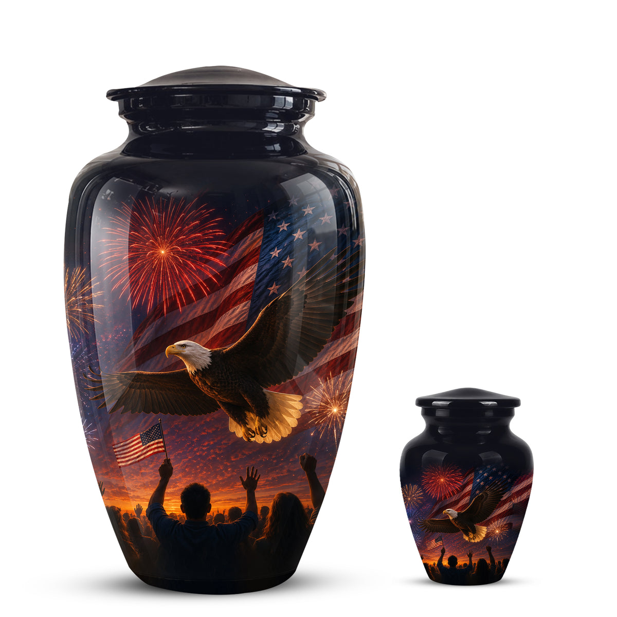 American Flag With Eagle Cremation Urn - Custom Patriotic Urns For Ashes