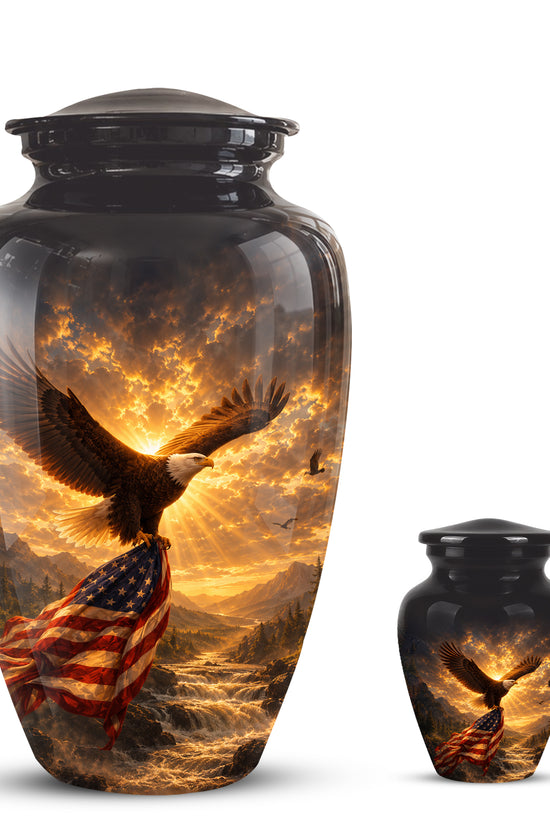 Honor & Freedom Eagle Cremation Urn - Aluminum Tribute Memorial Urns For Ashes
