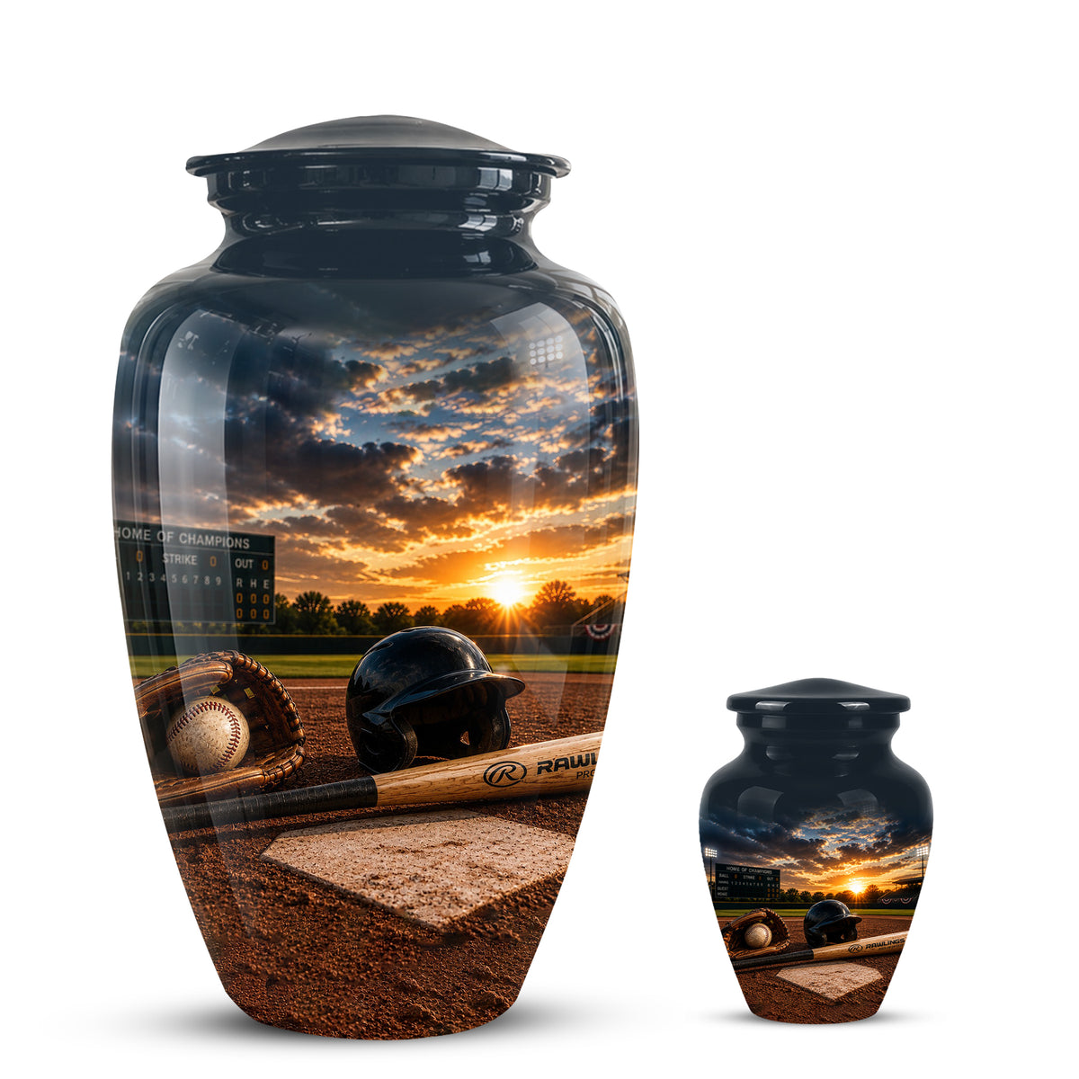 Personalized Baseball Bat & Accessories Urn - Sunset Funeral Urns For Ashes