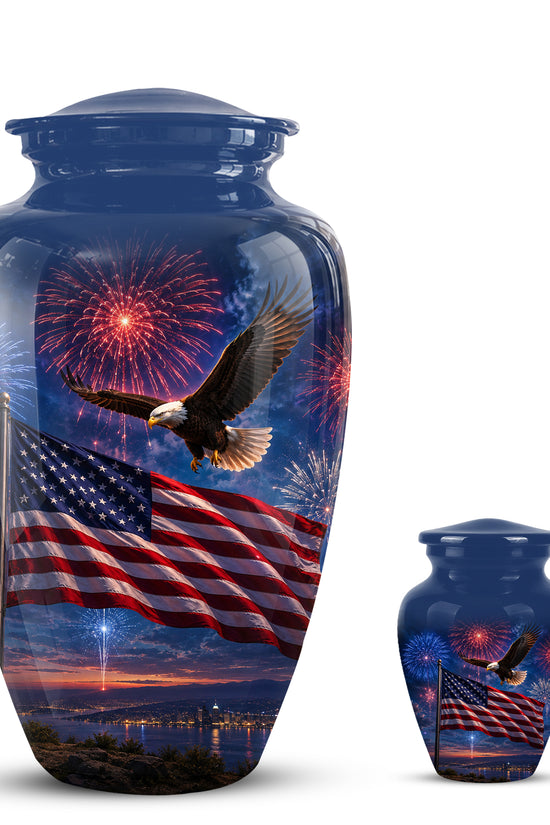 Brown Flying Eagle Cremation Urn - Handcrafted Memorial Urn To Tribute Veterans