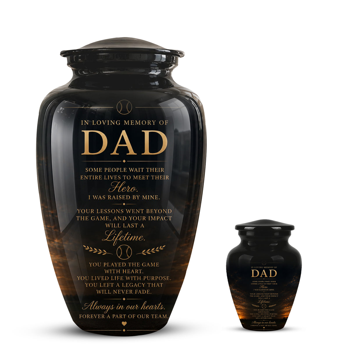 Personalized Black Urns For Dad - Quotes Aluminum Memorial Urns For Father