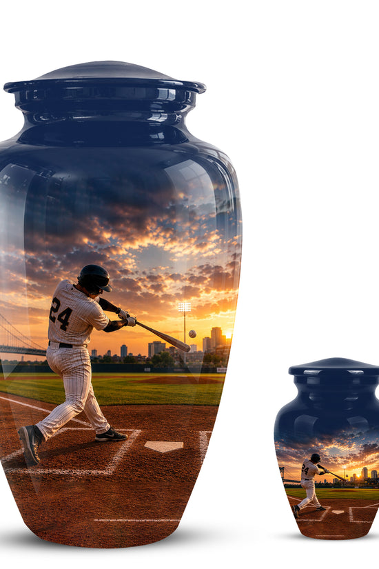 Personalized Baseball Hitter Cremation Urn - Handcrafted Urn For Athletes Ashes