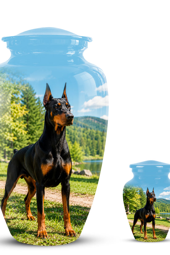 Custom Doberman Pinscher Memorial Urn – Elegant Aluminum Tribute For Ashes