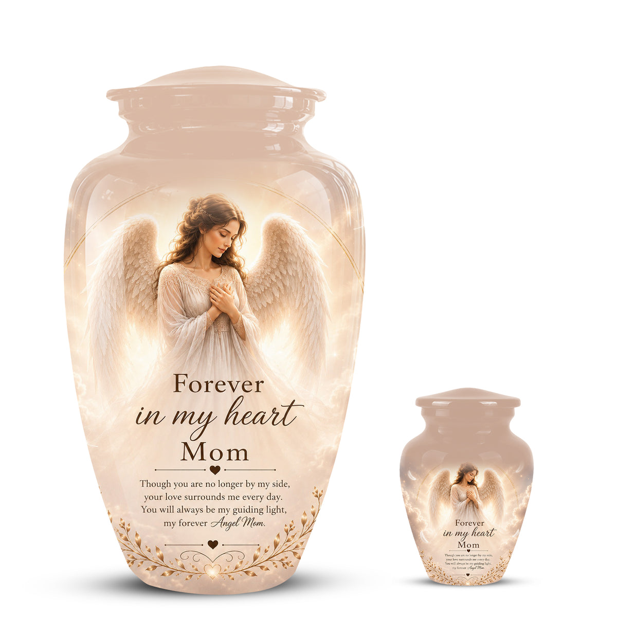 Majestic Angel Mom With Wings Urn - Personalized Quotes Cremation Urn For Ashes